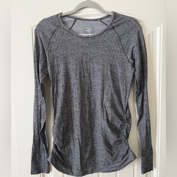 Athleta Speedlight Heather Gray Long Sleeve Top Size Medium - Picture 2 of 6